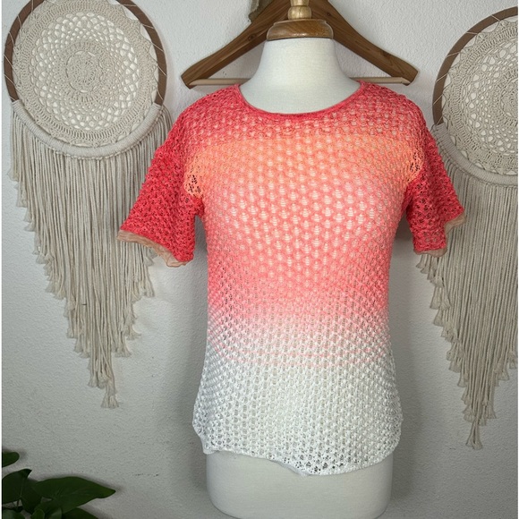 Missoni Tops - Missoni orange coral ombré open knit sweater shirt medium